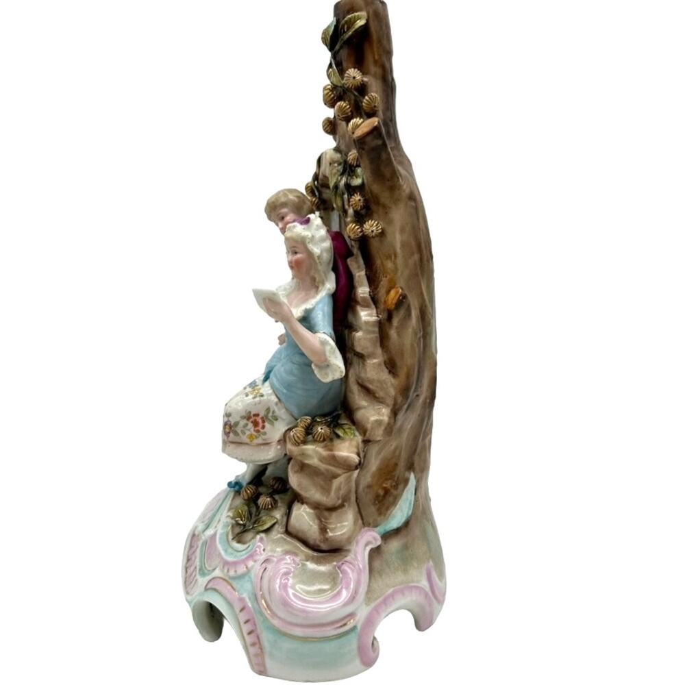 Antique Conta Boehme German Porcelain Courting Couple Figural Candle Holder 11" - Picture 4 of 12